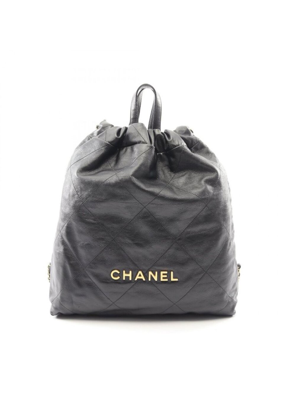 Chanel Backpack 22 Large Black Leather 22 Quilted Chain